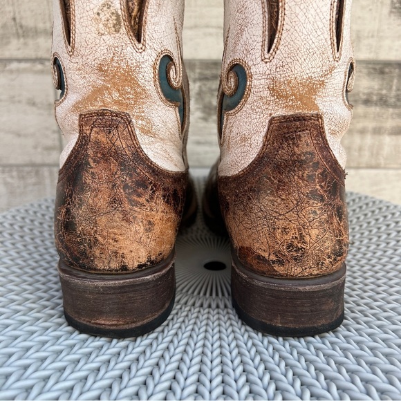 Stetson Distressed Leather Western Cowboy Boots - Picture 9 of 16